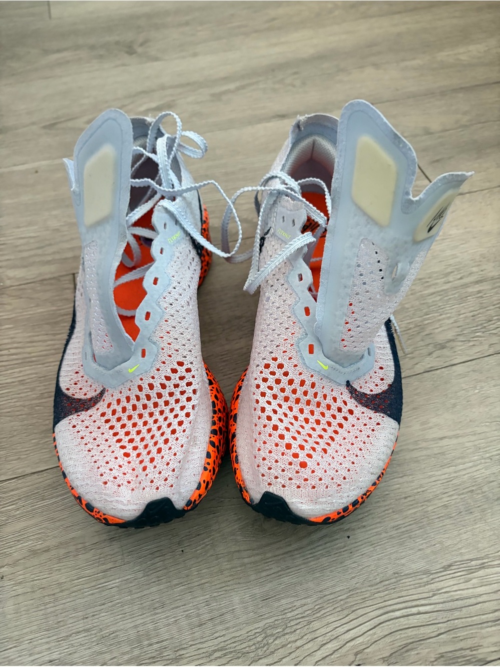 Nike Flyknit Running Shoes - Grey Orange & Black